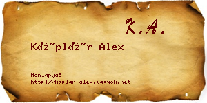 Káplár Alex névjegykártya