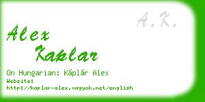 alex kaplar business card